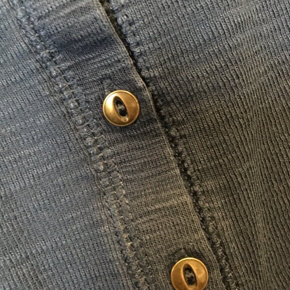 100% Cotton Bleu Gray Lace Shoulder 1/4 Button Down Dark Blue Top - XL - Picture 6 of 16